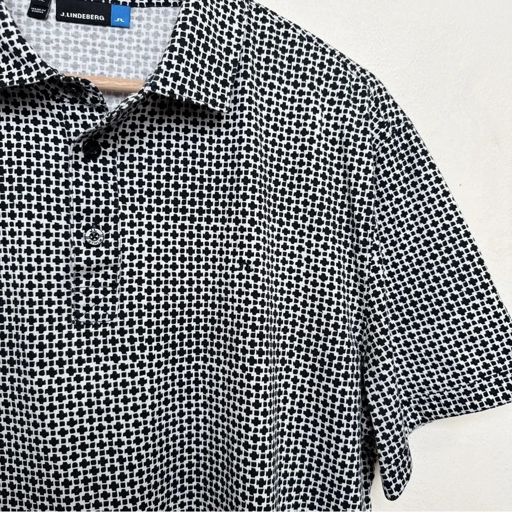 J. Lindeberg Mens Xlarge Tour Tech Slim Fit Geometric Print Polo Shirt - Picture 6 of 11